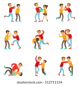 A Bully Oppressing And Bullying Other Kids With The Victims Fighting Back Or Loosing The Fight Being Beaten Up By Stronger Boy.