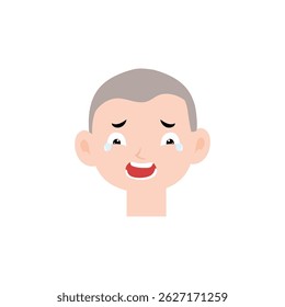 valentão, choque, choro feliz expressão menino personagem de desenho animado
