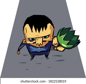 matón en un traje de tracksuit con un budtylka. Carácter vector