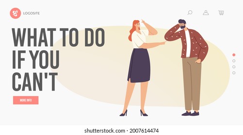 Bullying, Abuse Landing Page Template. Hater Laughing on Man Showing Loser Gesture. Male Character Crying after Being Bullied and Called Offensive Names with Bully. Cartoon People Vector Illustration