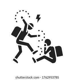 Bullying between kids black glyph icon. Problem of mockery and bullying at school. Sign for web page, mobile app, button, logo.