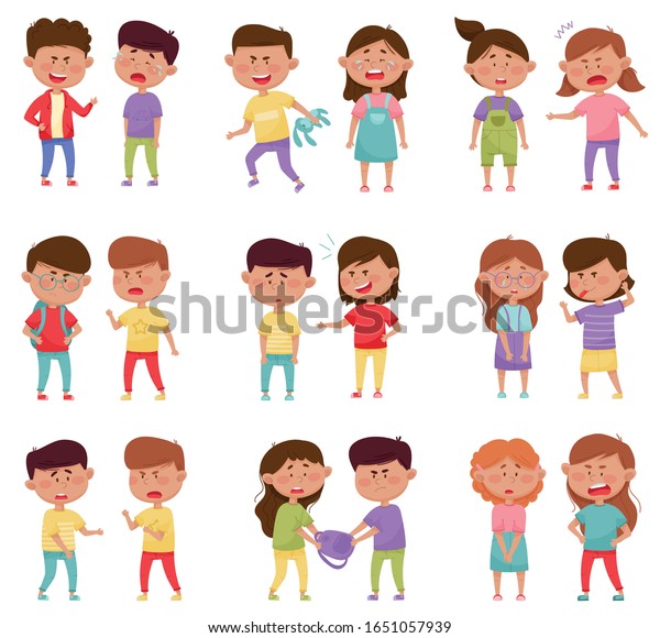 Bullying Children Characters Abusing Treating Badly Stock Vector ...