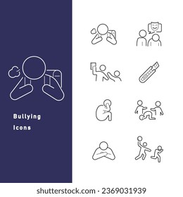 Bullying and children's issues icon set