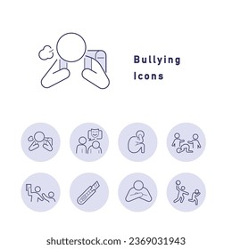 Bullying and children's issues icon set