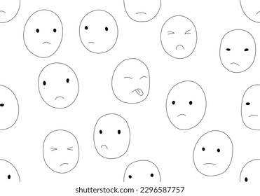 Bullying faces seamless pattern on white background.