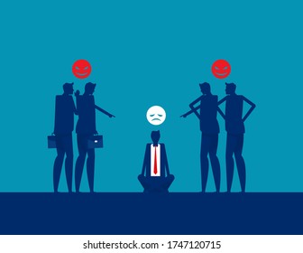 Bullying and harassment. Colleagues and Workplace. Silhouette flat vector illustration