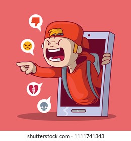 Bullying Kid Concept Illustration. Bully, Technology, Communication, Security Design Concept