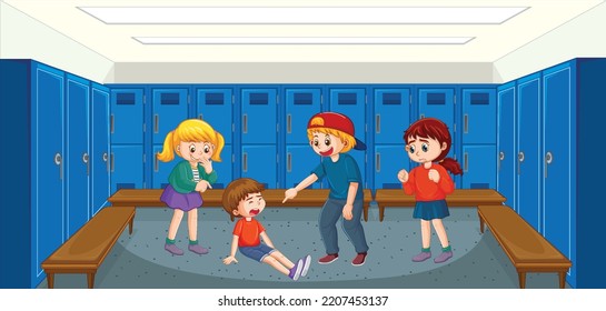 Bullying Kids School Scene Illustration Stock Vector (Royalty Free ...