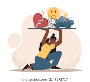 Bullying On Social Networks. Upset Woman Resists Onslaught Of Harassment, Violence, Negativity And Psychological Pressure. Strong Female Character Fights Haters. Cartoon Flat Vector Illustration
