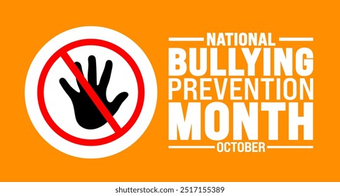 Bullying Prevention Month background or banner design template is observed every year in October. Holiday concept. Template for card, poster, placard, template. eps 10