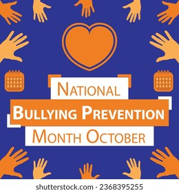 ​National Bullying Prevention Month vector banner design. Happy ​National Bullying Prevention Month modern minimal graphic poster illustration.