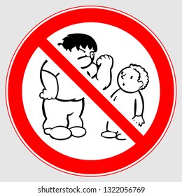 Bullying Sign. Bullying Circle Symbol. Prohibition Sign: No Bullying. Prohibition Sign: Bullying Is PROHIBITED!