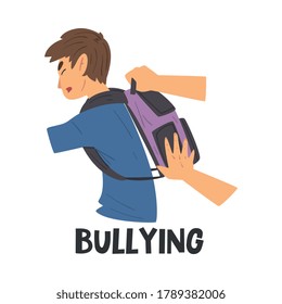 Bullying Teen Problem, Teenager in Stressful Situation Vector Illustration