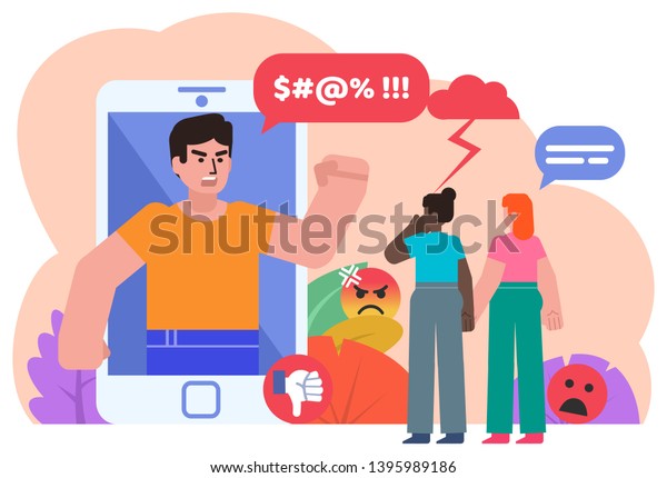 Bullying Trolling Online Phone Chat Messenger Stock Vector (Royalty ...