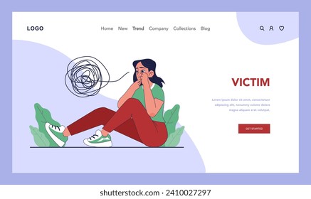 Bullying web banner or landing page. Upset victim being bullied and shamed by others. Harassment and humiliation victim. Social violence problem. Verbal or physical abuse. Flat vector illustration