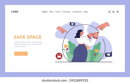 Bullying web banner or landing page. Harassment and humiliation victim safe space. Social violence problem. Verbal or physical abuse. Flat vector illustration