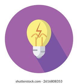 Bulp lamp electric flat icon, energy efficiency lightbulb symbol, electric lamp flat icon vector illustration. 