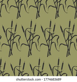 Bulrush plants seamless pattern. Vector stock illustration eps 10.