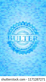 Bulter light blue emblem with mosaic background