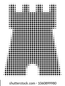 Bulwark Tower halftone vector pictogram. Illustration style is dotted iconic Bulwark Tower icon symbol on a white background. Halftone texture is circle blots.