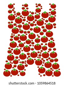 Bulwark Tower mosaic of tomato vegetables in different sizes. Vector tomato vegetable symbols are composed into bulwark tower figure. Healthy vector illustration.