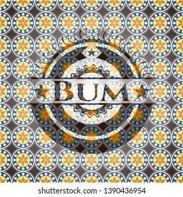 Bum arabic style emblem. Arabesque decoration.