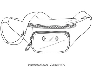 bum bag flat sketch vector illustration