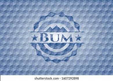 Bum blue badge with geometric background. Vector Illustration. Detailed.
