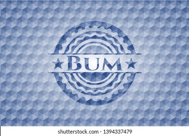 Bum blue emblem with geometric pattern background. Vector Illustration. Detailed.