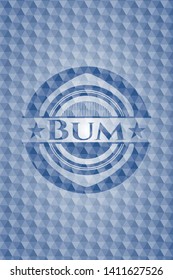 Bum blue emblem with geometric pattern background. Vector Illustration. Detailed.