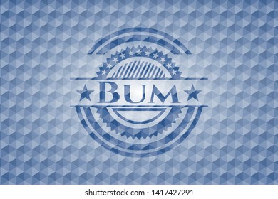 Bum blue polygonal badge. Vector Illustration. Detailed.