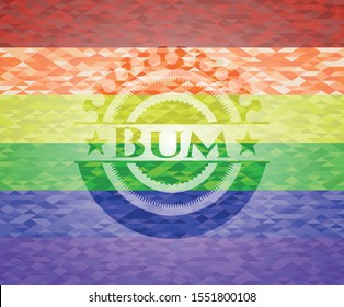 Bum emblem on mosaic background with the colors of the LGBT flag