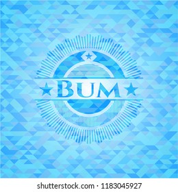 Bum sky blue emblem with triangle mosaic background