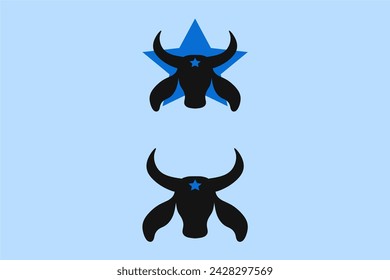 Bumba meu boi set with star figure from Brazilian folklore on blue background