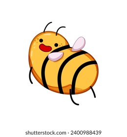 bumble bee character cartoon. mascot logo, bug sweet, insect fly bumble bee character sign. isolated symbol vector illustration