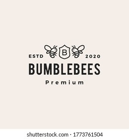 bumble bee coat of arms hipster vintage logo vector icon illustration