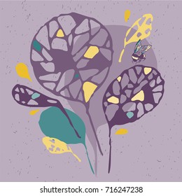 Bumble bee and leaves