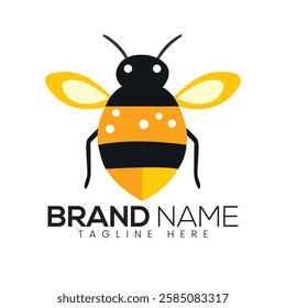 Bumble Bee Logo Design Yellow and Black Bee Illustration