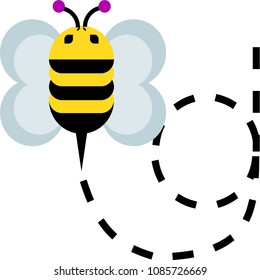 Bumble Bee w/ Flight path Vector Clip Art