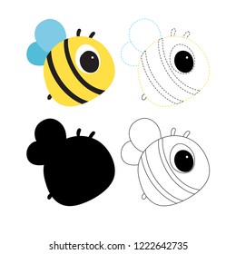 Bumble bee worksheet vector design for kid