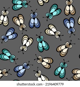 Bumble insect cartoon illustration vector seamless pattern.  Baby cloth tissue print. Honeybee abstract repeating summer pattern. Children drawing pretty design.