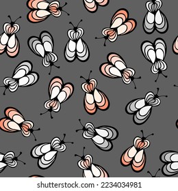 Bumble insect cartoon illustration vector seamless pattern.  Baby cloth fabric print. Honeybee abstract repeating summer pattern. Children drawing wallpaper.