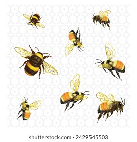 Bumblebee abstract pattern and oval shape geometric pattern