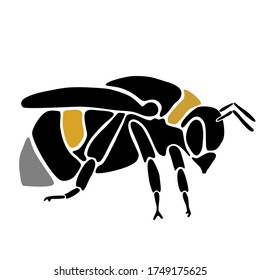 Bumblebee as adjustable vector data. Drawn by hand. Stylized.