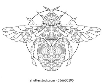 Bumblebee Coloring Book Adults Vector Illustration Stock Vector ...