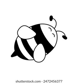 Bumblebee in doodle style, vector illustration. Cute bee for print and design. Isolated element on a white background