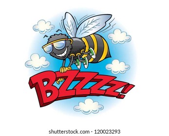 Bumblebee Flying With The Word Buzz