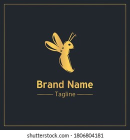 Bumblebee golden serious logo design template