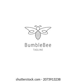 Bumblebee line art logo design template