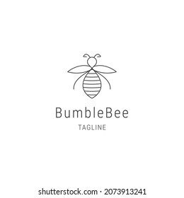 Bumblebee line art logo design template